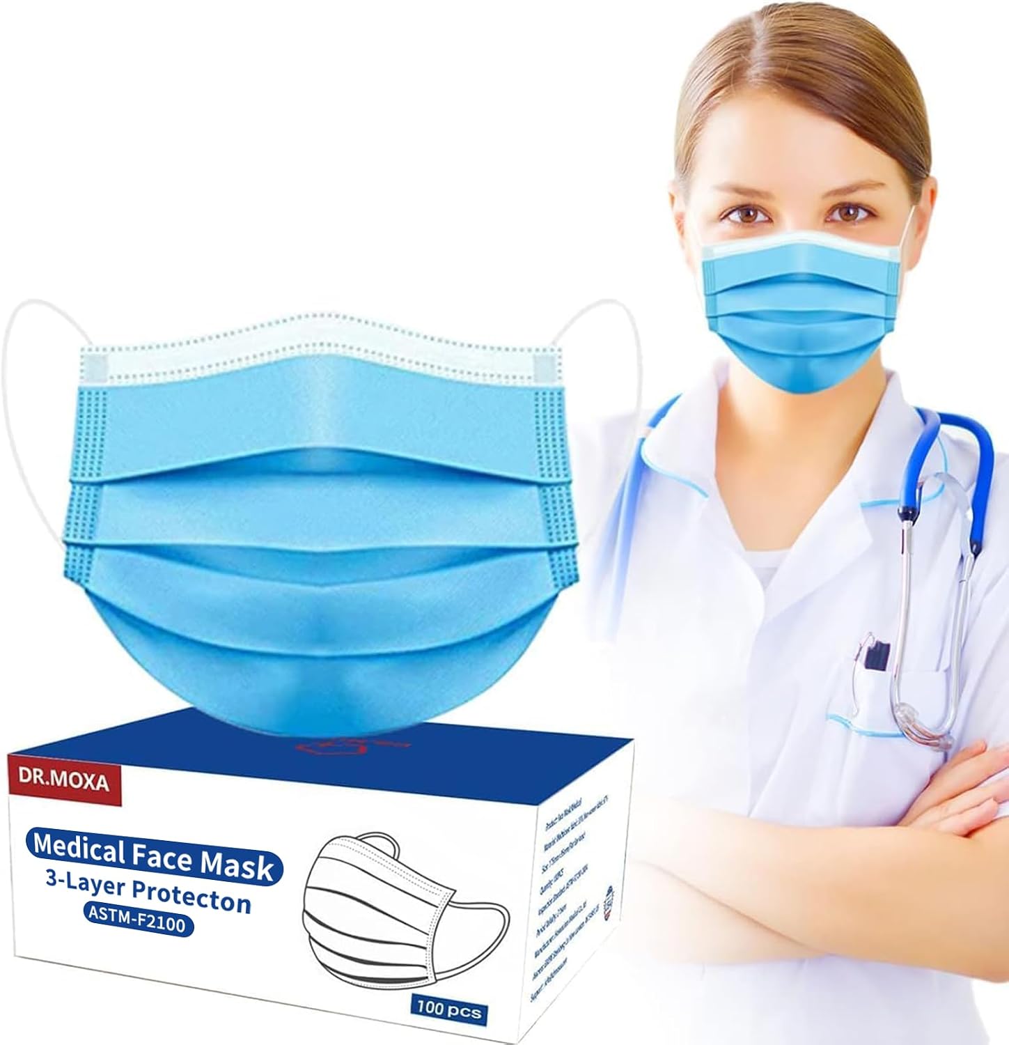 100 Pack Disposable Face Masks ASTM Level 2,Medical Grade