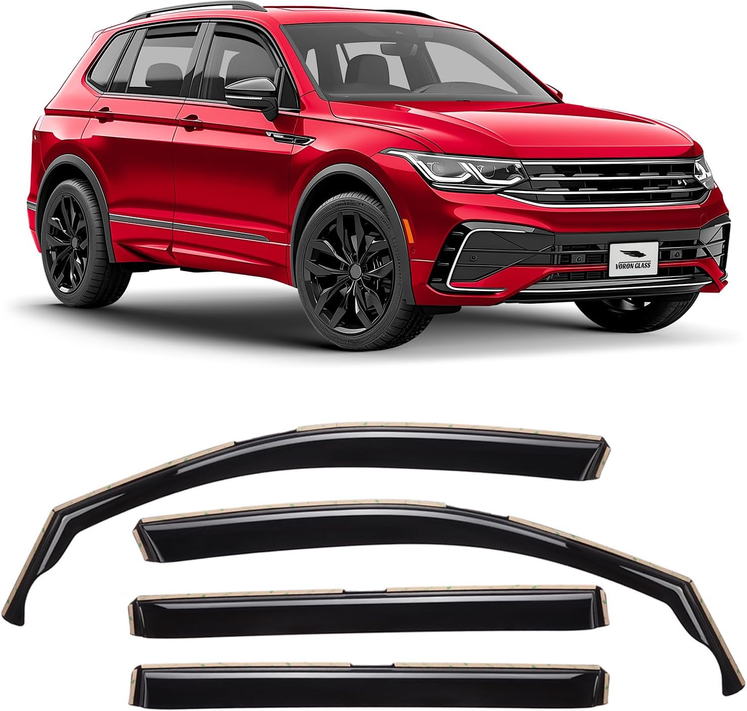 Voron Glass in-Channel Extra Durable Rain Guards for Volkswagen Tiguan 2018-2025, Window Deflectors, Vent Window Visors, 4 Pieces - 220164