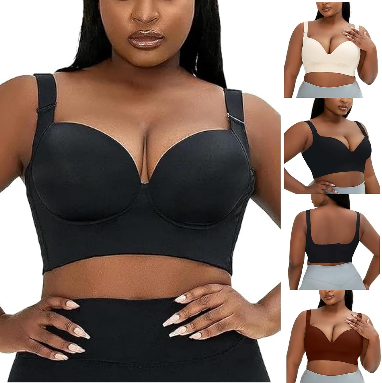Shapedly Bra, Shapedly Back Smoothing Push-Up Bra,Sexy Plus Size Fashion Deep Cup Bra, No Wire Push Up Bra