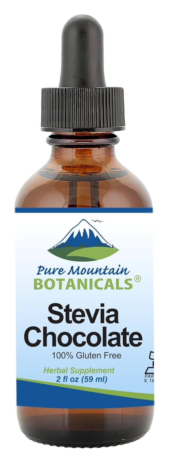 Chocolate Stevia Liquid Drops Flavored with Natural Sweet Dark Chocolate | Alcohol Free and Kosher | 2oz Glass Bottle