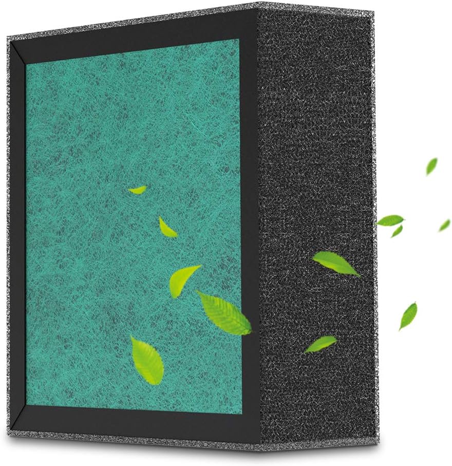 Earnmore 4 in 1 Air Purifier Filter with Pre-Filter, True HEPA Filter, Activated Carbon Filter and Cotton Filter for Air Purifier Black
