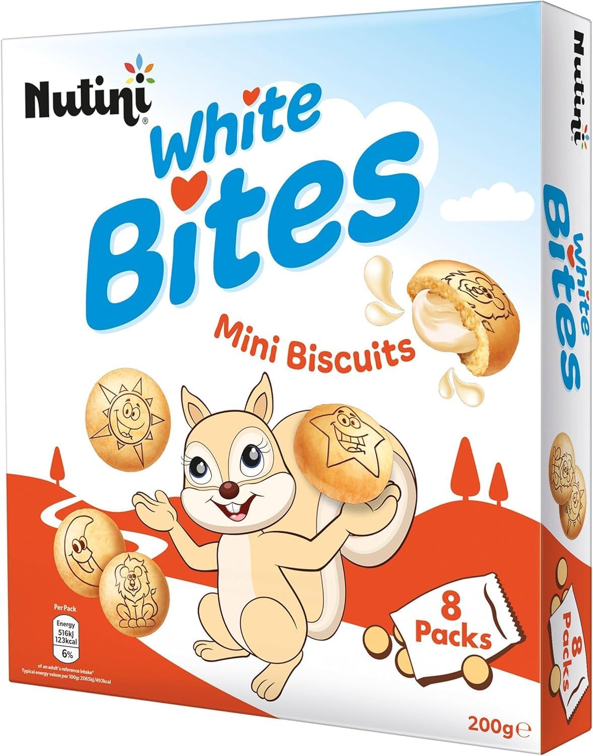 White Bites Biscuits with Chocolate Flavoured Filling 200g (Pack Of 3) 8 X 25G Tasty Treat Delicious Perfect For Sharing With Friends And Family