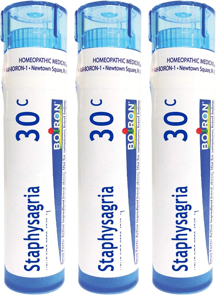 Boiron Staphysagria 30c Homeopathic Medicine for Itching of Surgical Wounds - Pack of 3 (240 Pellets)