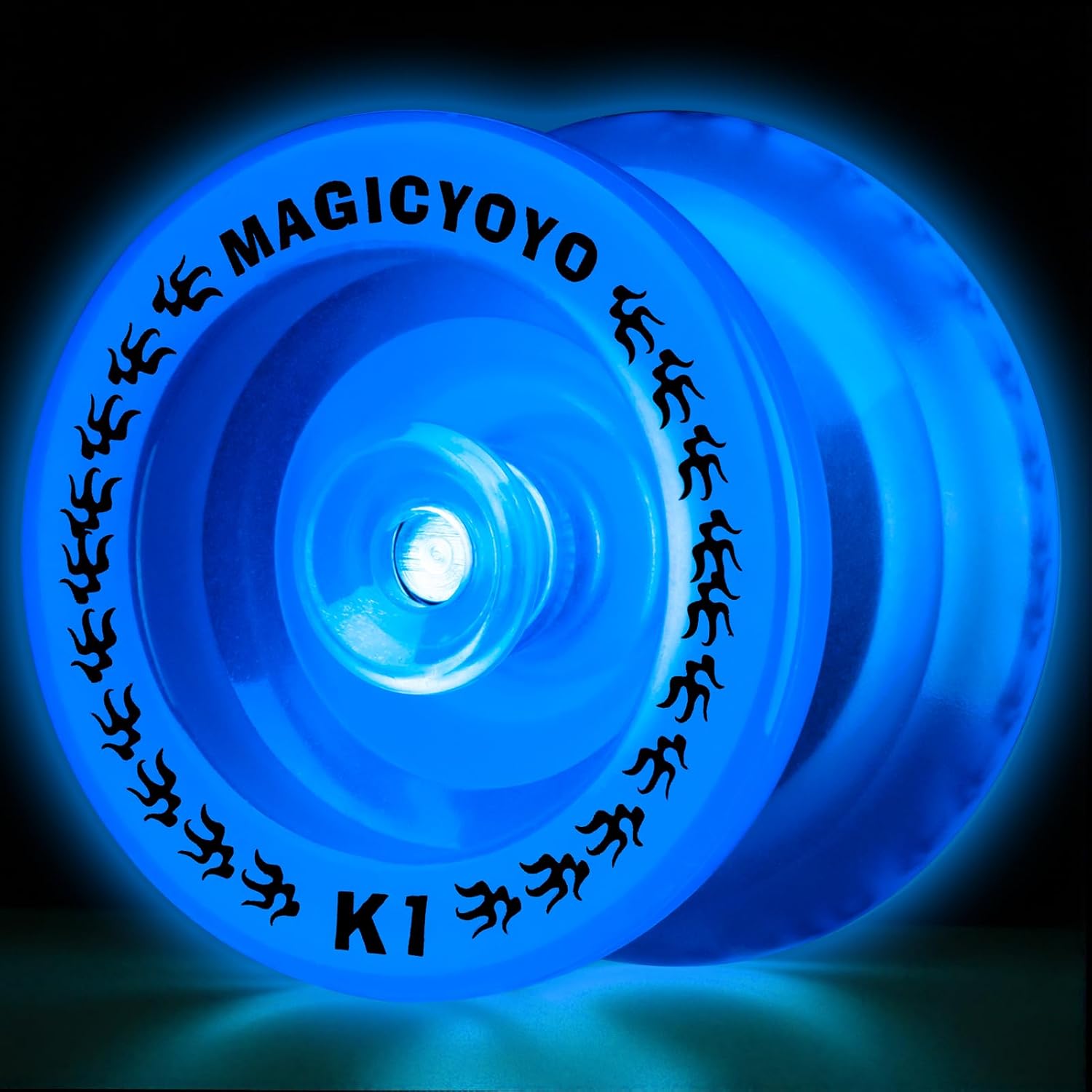 MAGICYOYO K1 Glow in The Dark Yoyo for Kids & Adults, Beginner Yoyo Professional with Finger Spin Hubs, DNA Trick, Responsive Yo yo with Glove, Bag & 12 Yo-yo Strings (Glow Blue)