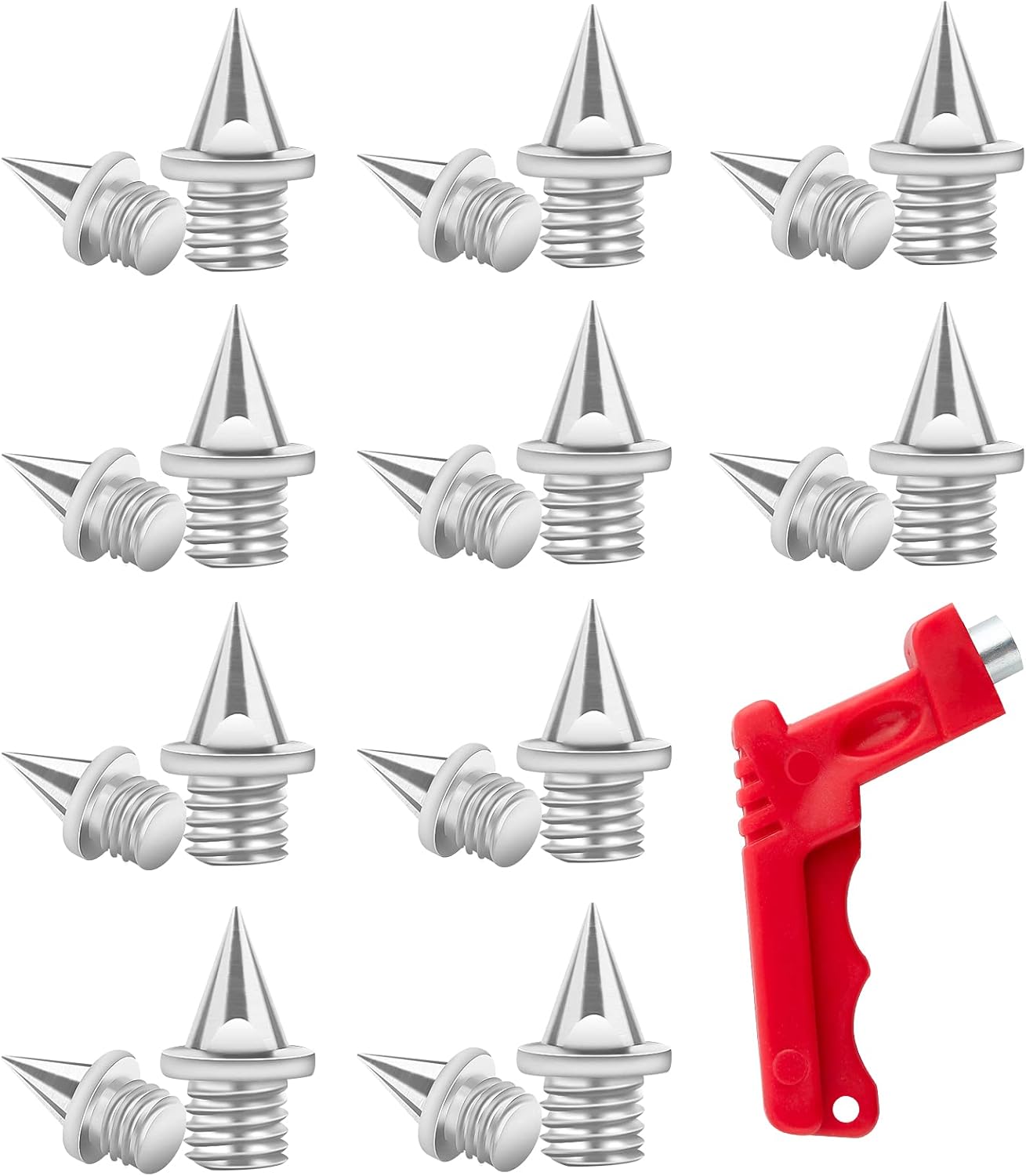 LUTER 20pcs 1/4inch Track Spikes with Spike Wrench Stainless Steel Replacement for Sports Shoes Long Jump Track and Field Sprint (Silver)