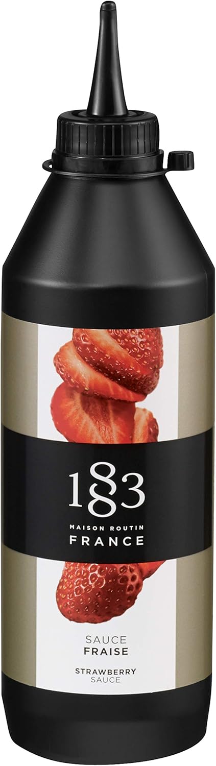 1883 Maison Routin Strawberry Sauce 500ml – Gourmet Dessert Topping for Desserts, Cocktails, Hot Chocolates, Vegetarian, Nut-Free & Gluten-Free, Squeezy Bottle for Easy Use