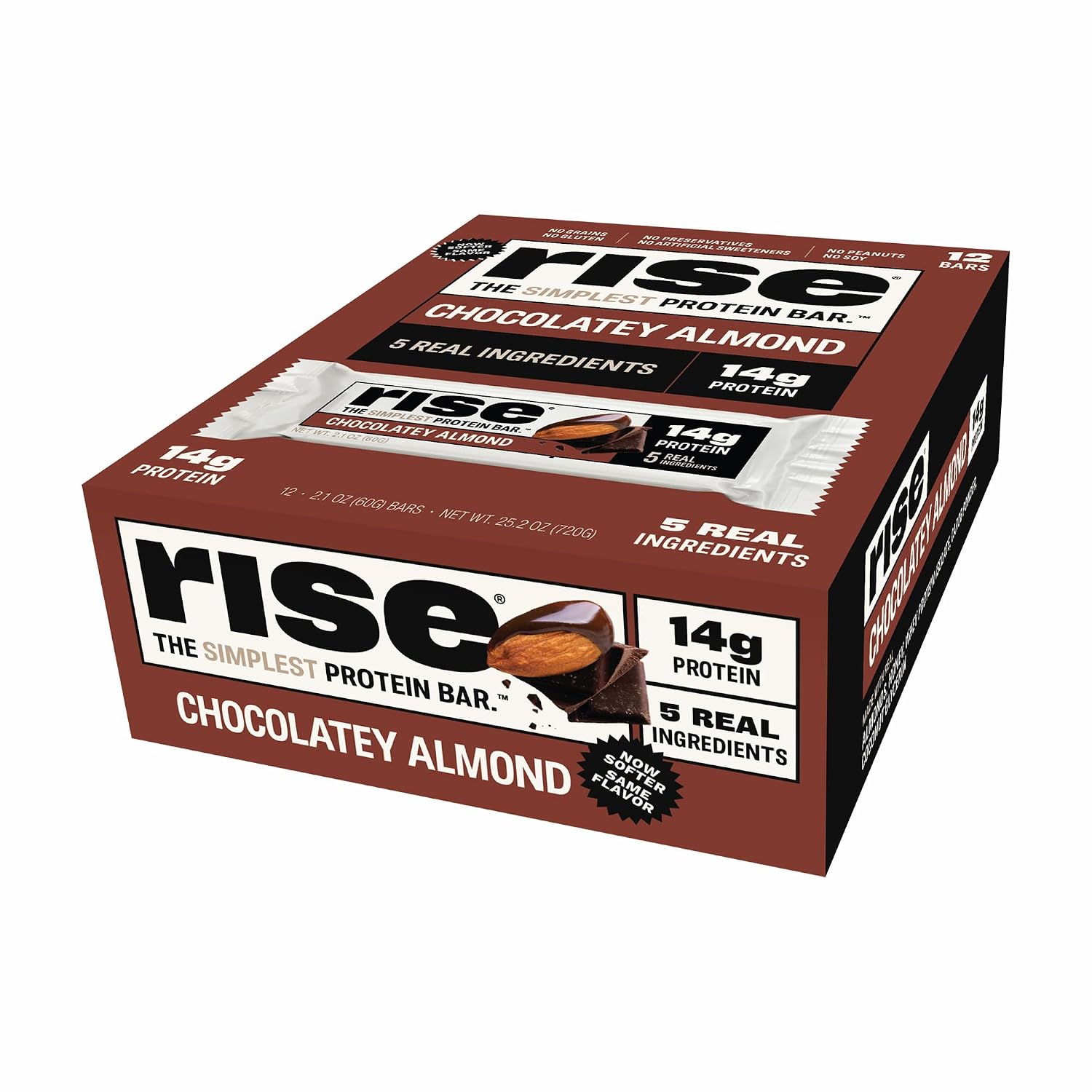 Rise Chocolatey Almond Whey Protein Bars | High Protein Breakfast Bar & Snack | Gluten-Free Soy-Free