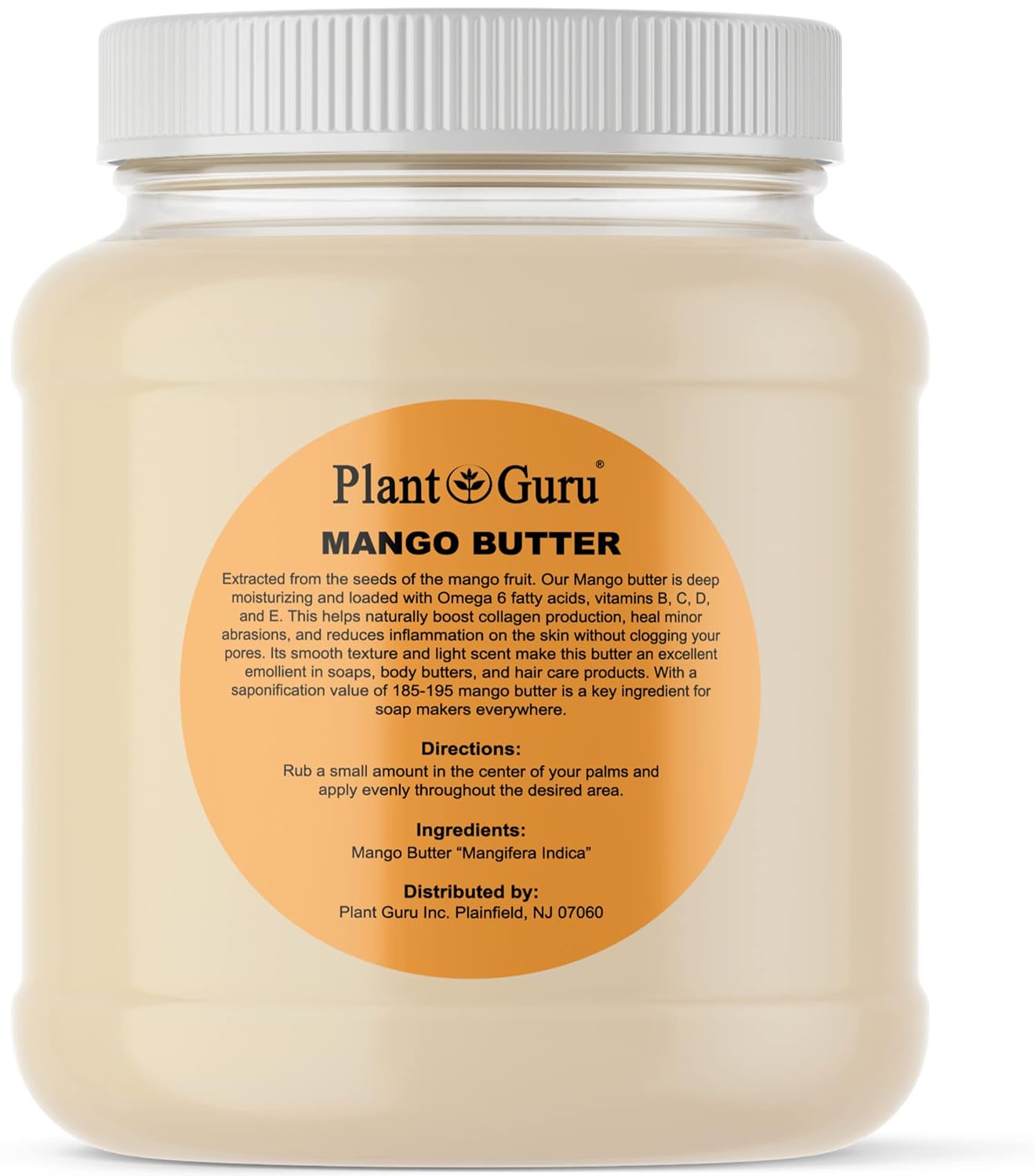 Raw Mango Butter 3 lbs. Bulk Jar - 100% Pure Natural Unrefined - Great for Skin, and Hair Growth. DIY Soap Making, Body Butters, Lotions and Creams.