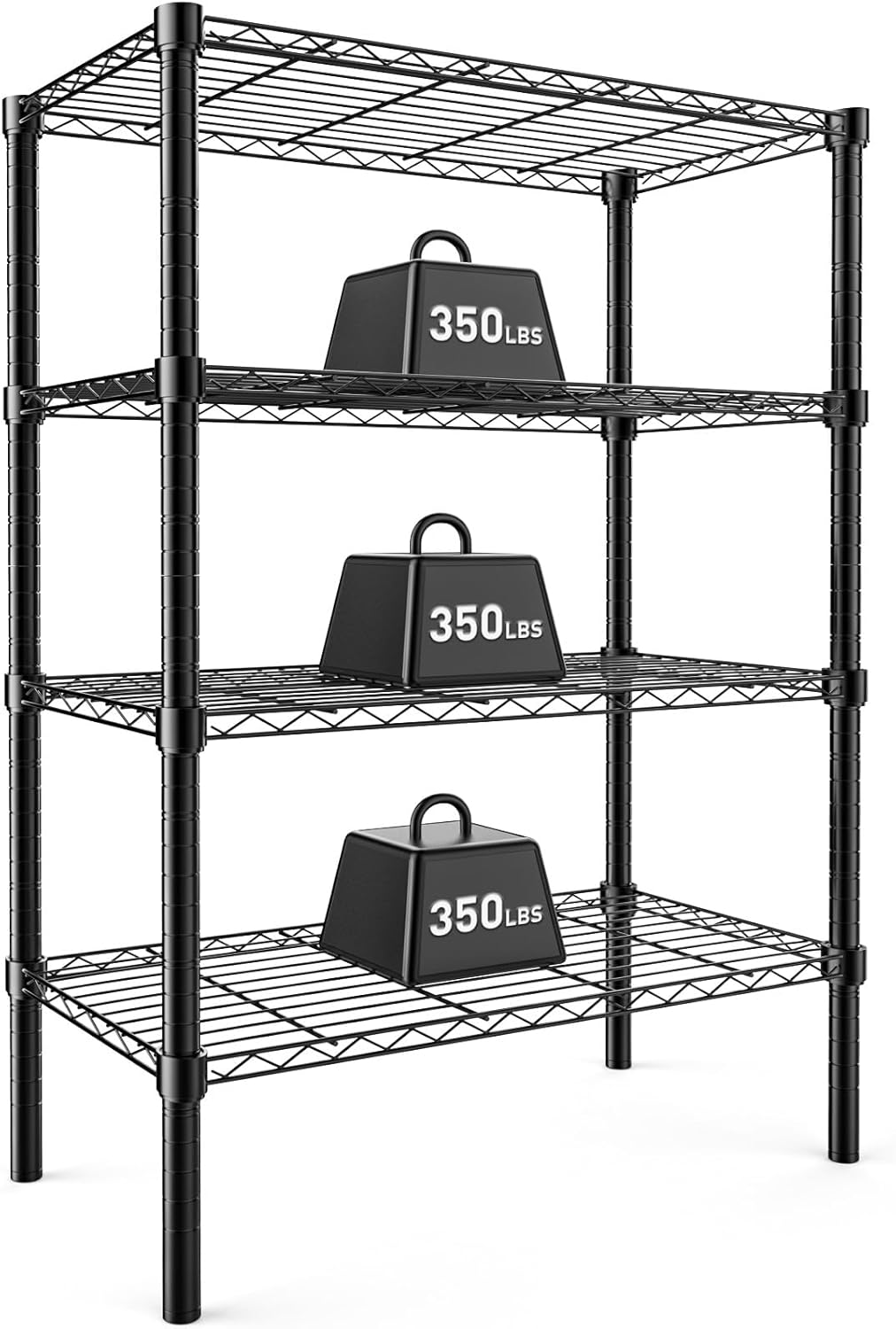 DUMOS 4 Tier Metal Wire Rack Shelf Heavy Duty Standing Shelves Adjustable Steel Closet Shelving Unit Organizers and Storage for Kitchen Bathroom Pantry Office, 13.78" D x 35.43" W x 54.02" H