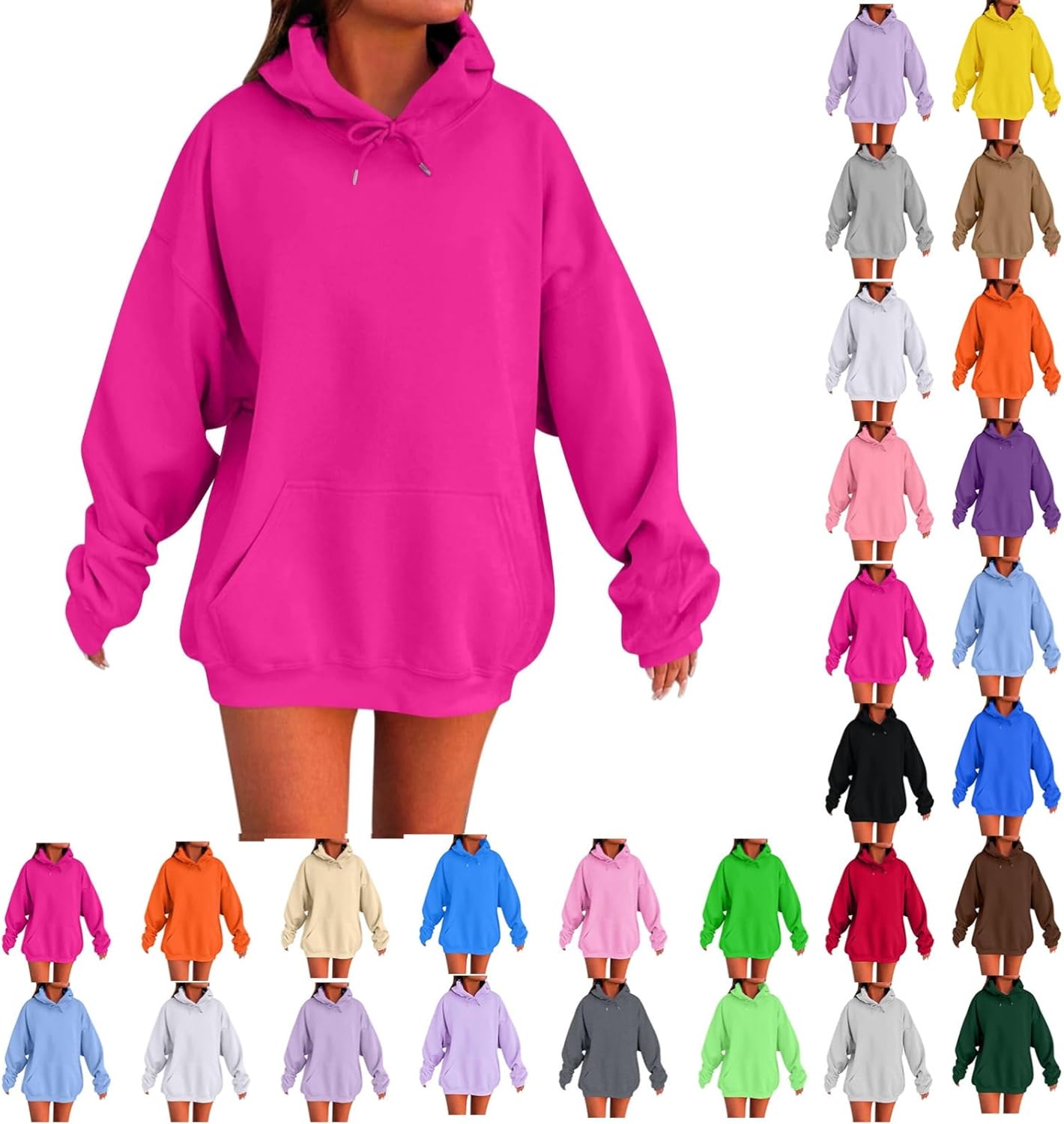 Womens Oversized Hoodies Cute Sweatshirts Fleece Hooded Pullover Tops Sweaters Casual Comfy Fall Fashion Outfits Clothes