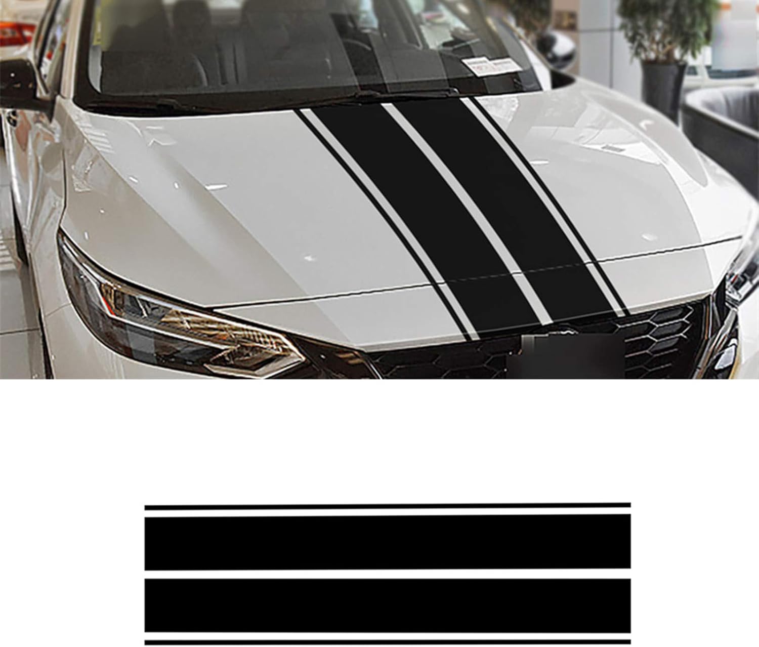 Car Hood Decal Sticker Universal Auto Racing Body Stripe Vinyl Modified Exterior Decoration Accessories Decal,Black