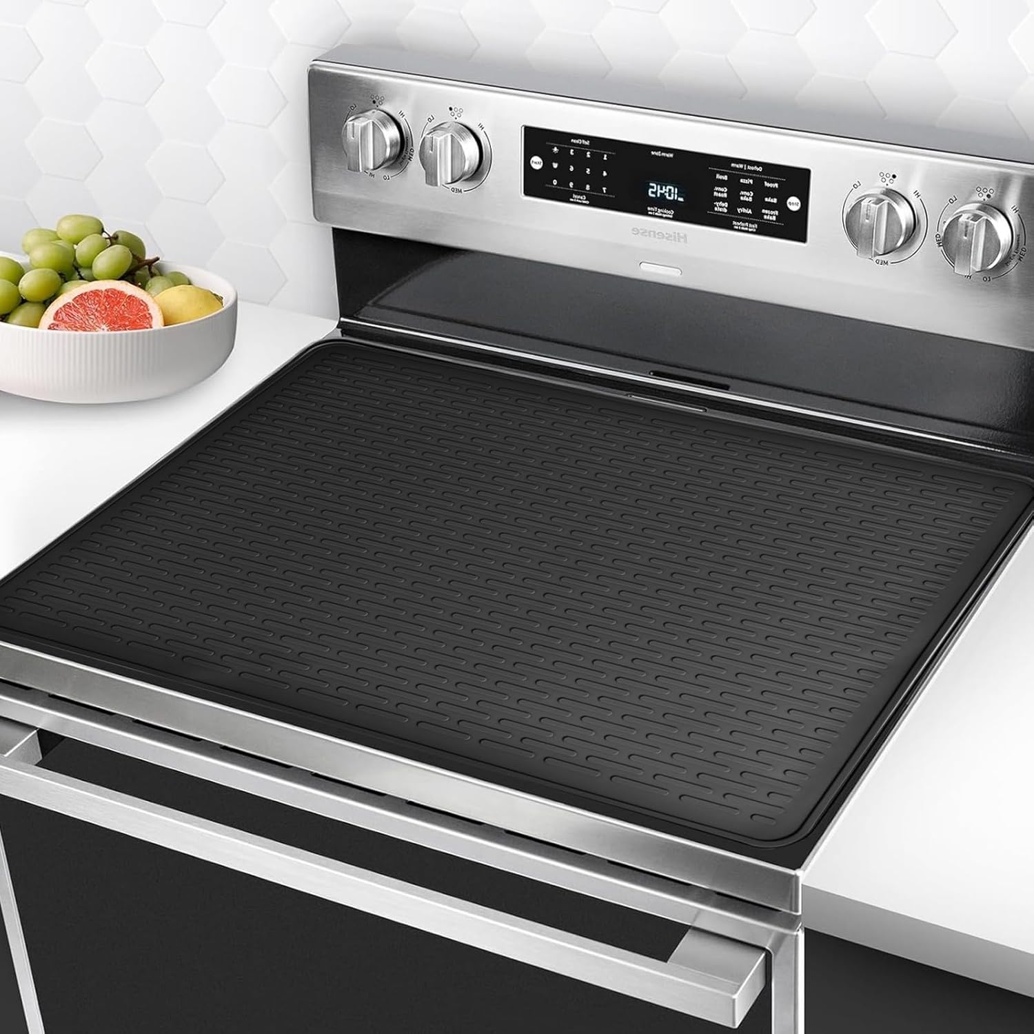 Stove Top Cover for Electric Stove, Silicone Stove Mat for Glass Top Stove, Glass Cooktop Protector, XL Dish Drying Mats For Kitchen, Range Covers for Electric Stove (Black,28 x 20)