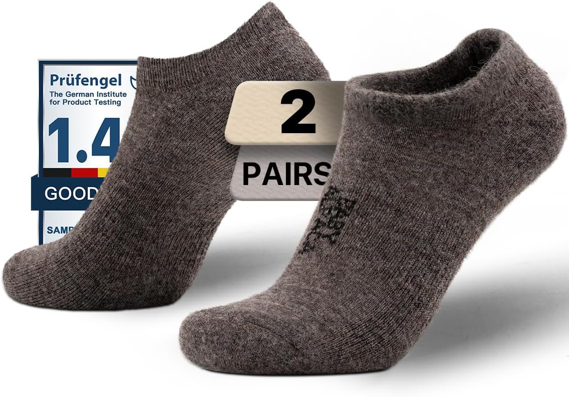 Alpaca Wool No Show Men&Women Low-Cut Socks Summer Midweight Socks Moisture Wicking Cushioned Anti-blister