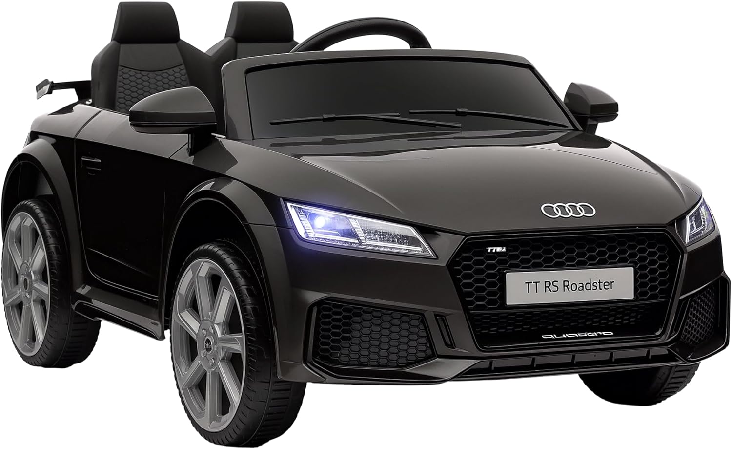 HOMCOM Audi TT RS Licensed 12V Kids' Electric Ride on, Electric Car for Kids with Parental Remote Forward Reverse, Lights, Horn, Music, MP3 Player, Seatbelt, Black