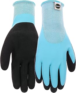 Miracle-Gro MG30604 Water Resistant Grip Gloves – Double Dip Flat Latex Gloves with Elastic Knit Wrist