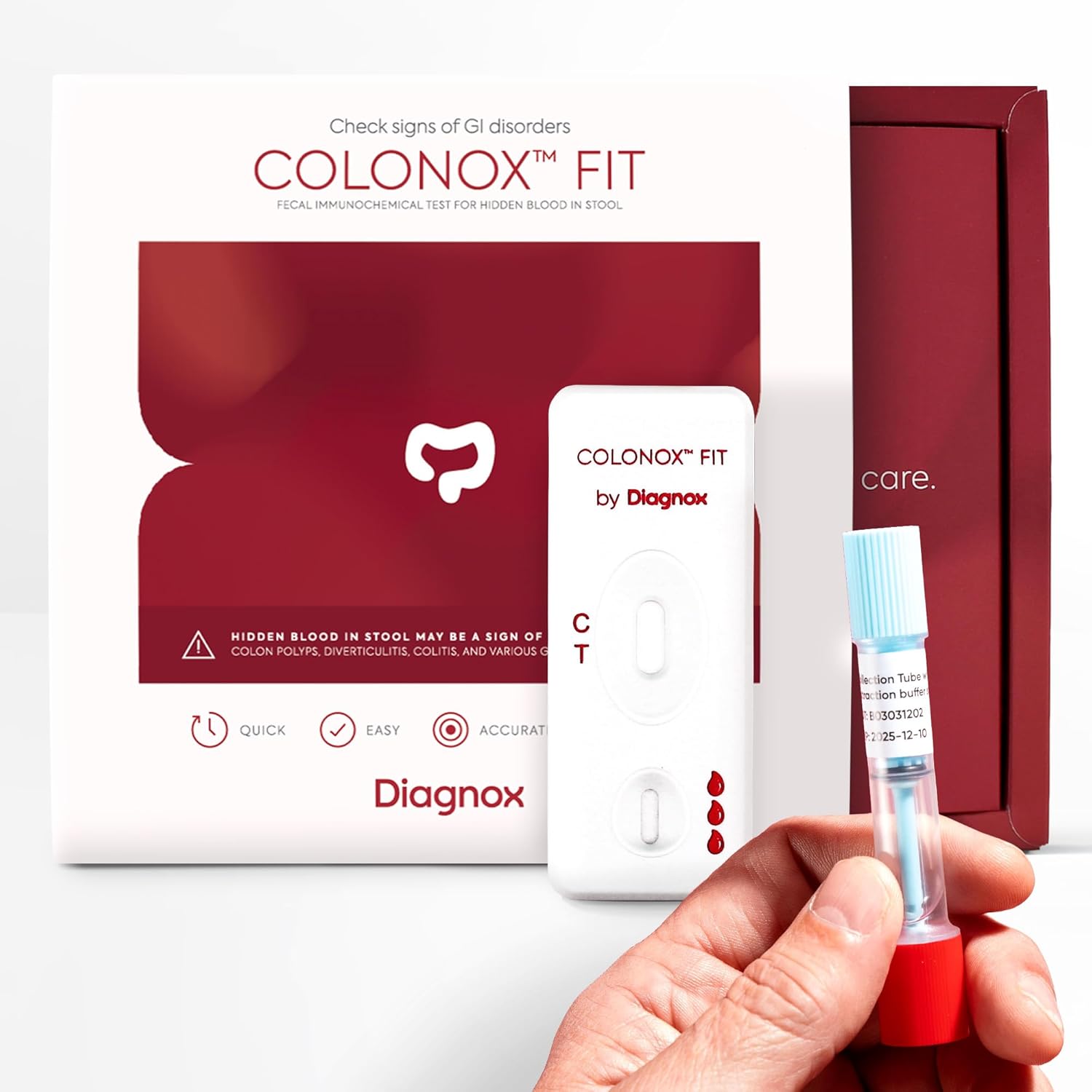 COLONOX at-Home Colon Screening Test Kit – Easy to Use Fecal Occult Blood (FIT or FOB) Colon Test for Early Detection (2 Tests)