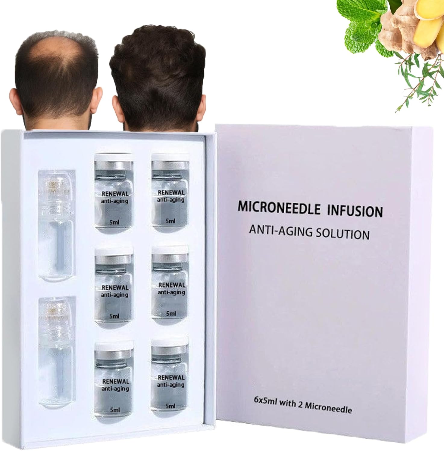 Alphainfuse Hair Regrowth System - ALPHA INFUSE Microneedle Infusion Hair Regrowth Solution, Painless Micro-Infusion Technology, 100% Natural Ingredient Serum, Reactivates Hair Growth in 1 Week