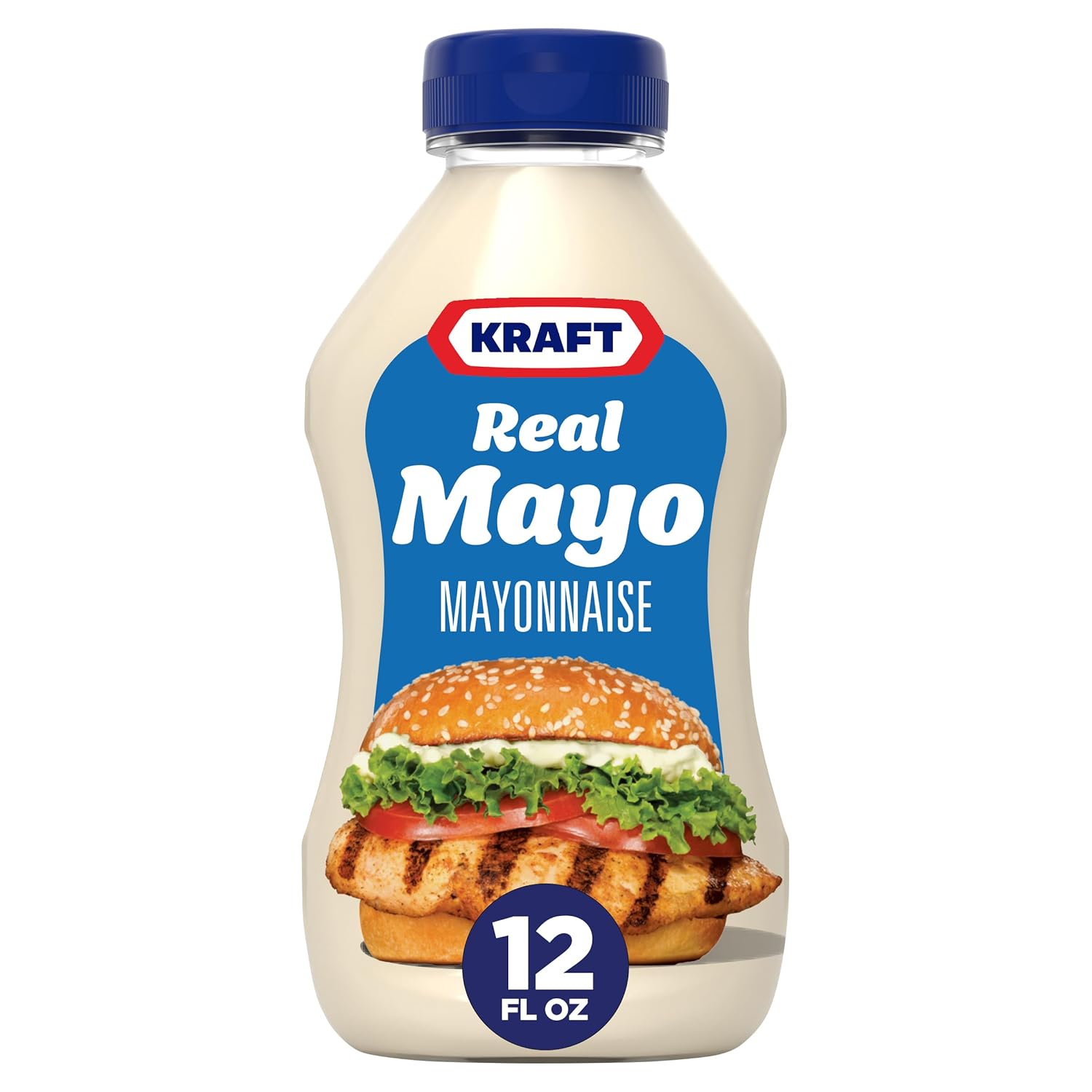 Kraft Real Mayo Creamy & Smooth Mayonnaise - Classic Spreadable Condiment for Sandwiches, Salads, and Dips, Made w/ Cage-Free Eggs, 12 fl oz Bottle