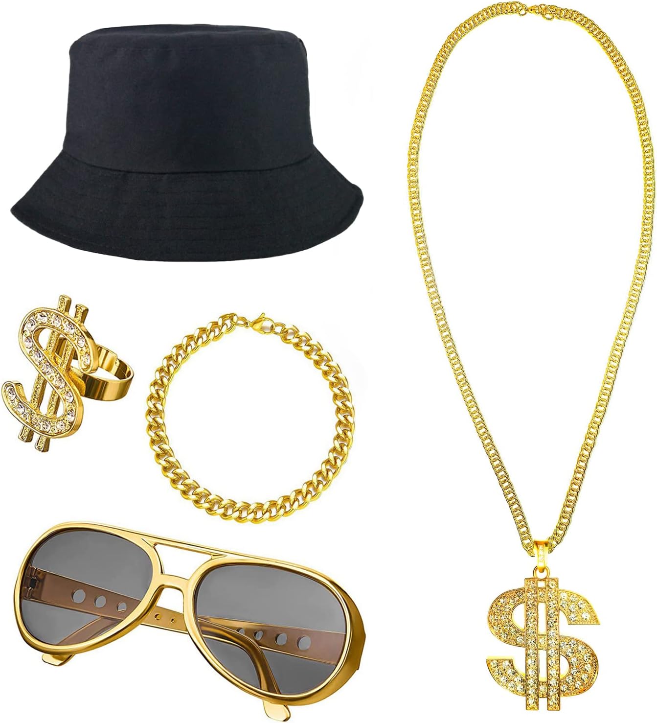 Fraiieon 90s Hip Hop 80s Costumes for Men/Boys/Kids Rapper Themed Party Outfits Accessories