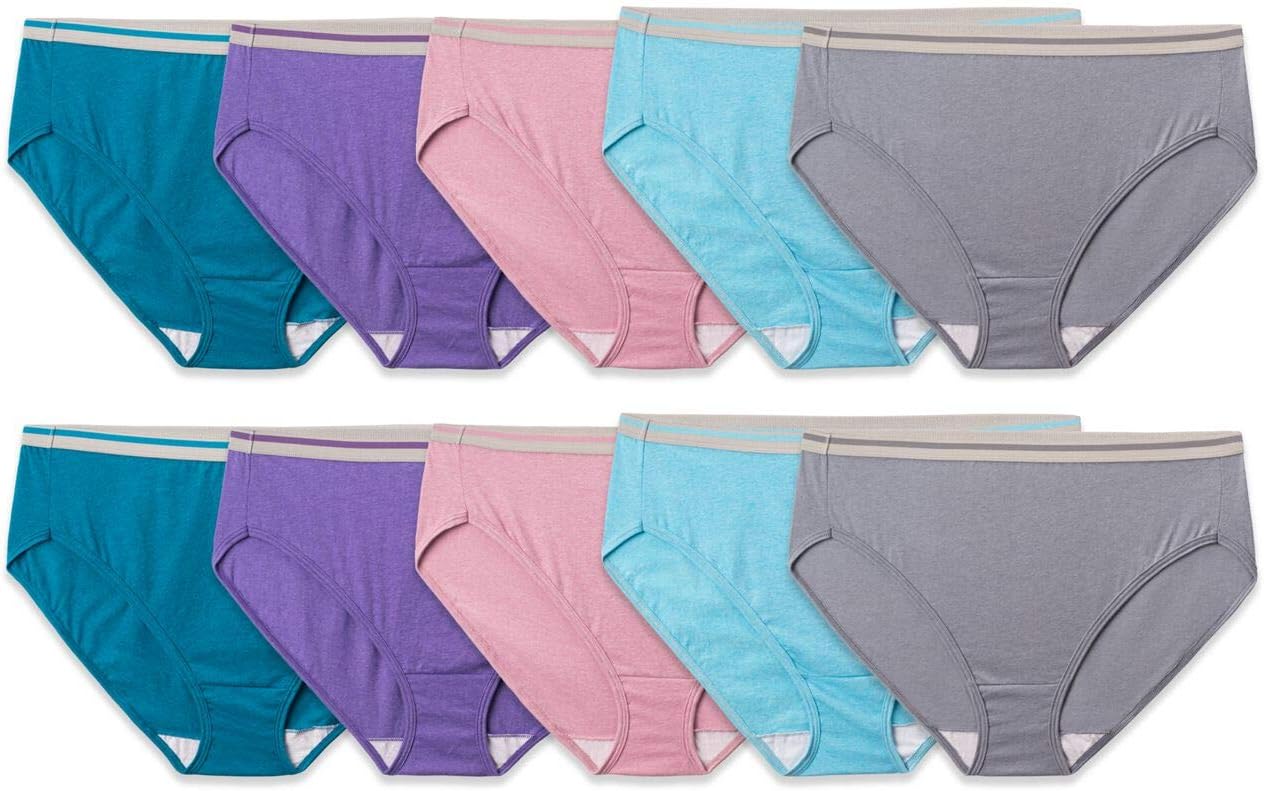Fruit of the Loom Women's Eversoft Cotton Underwear Multipacks, Tag Free & Breathable, Available in Plus Size