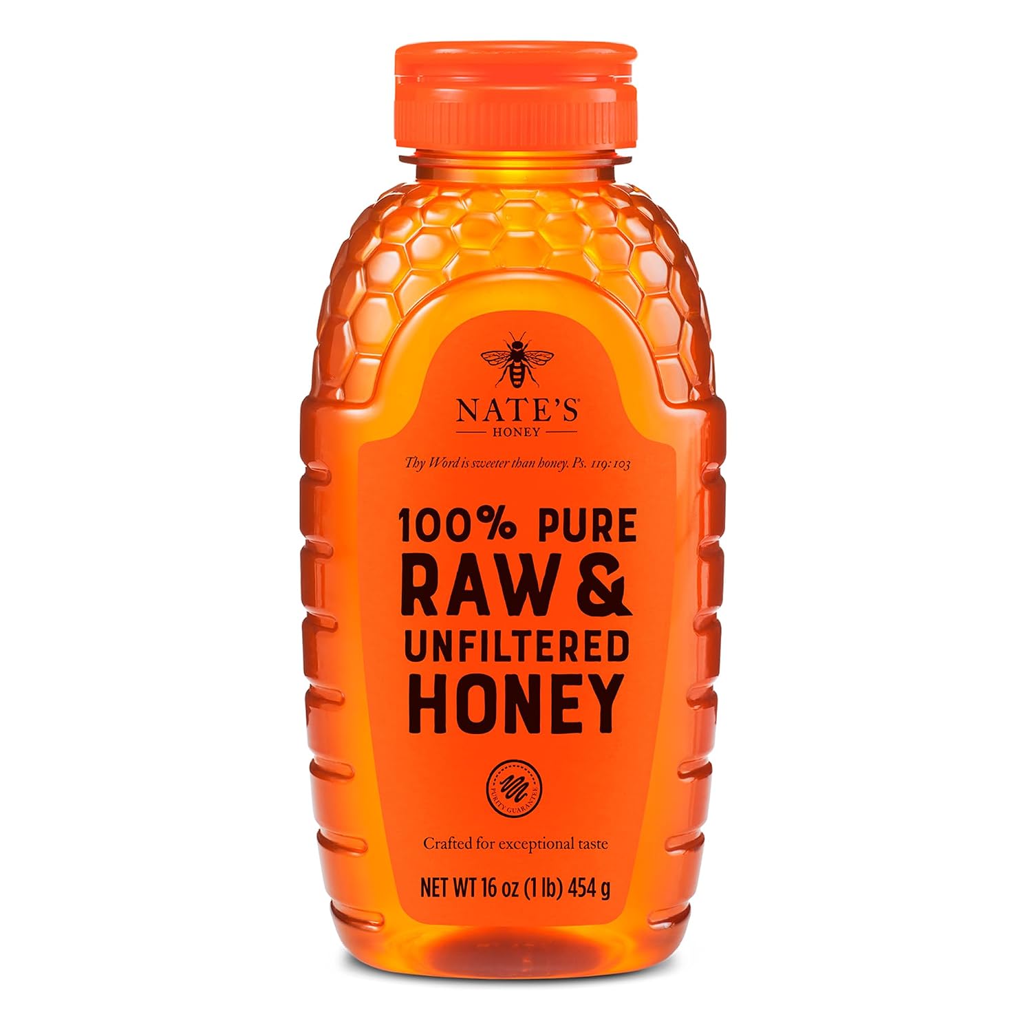 Nate's 100% Pure, Raw & Unfiltered Honey- 16 oz. Squeeze Bottle