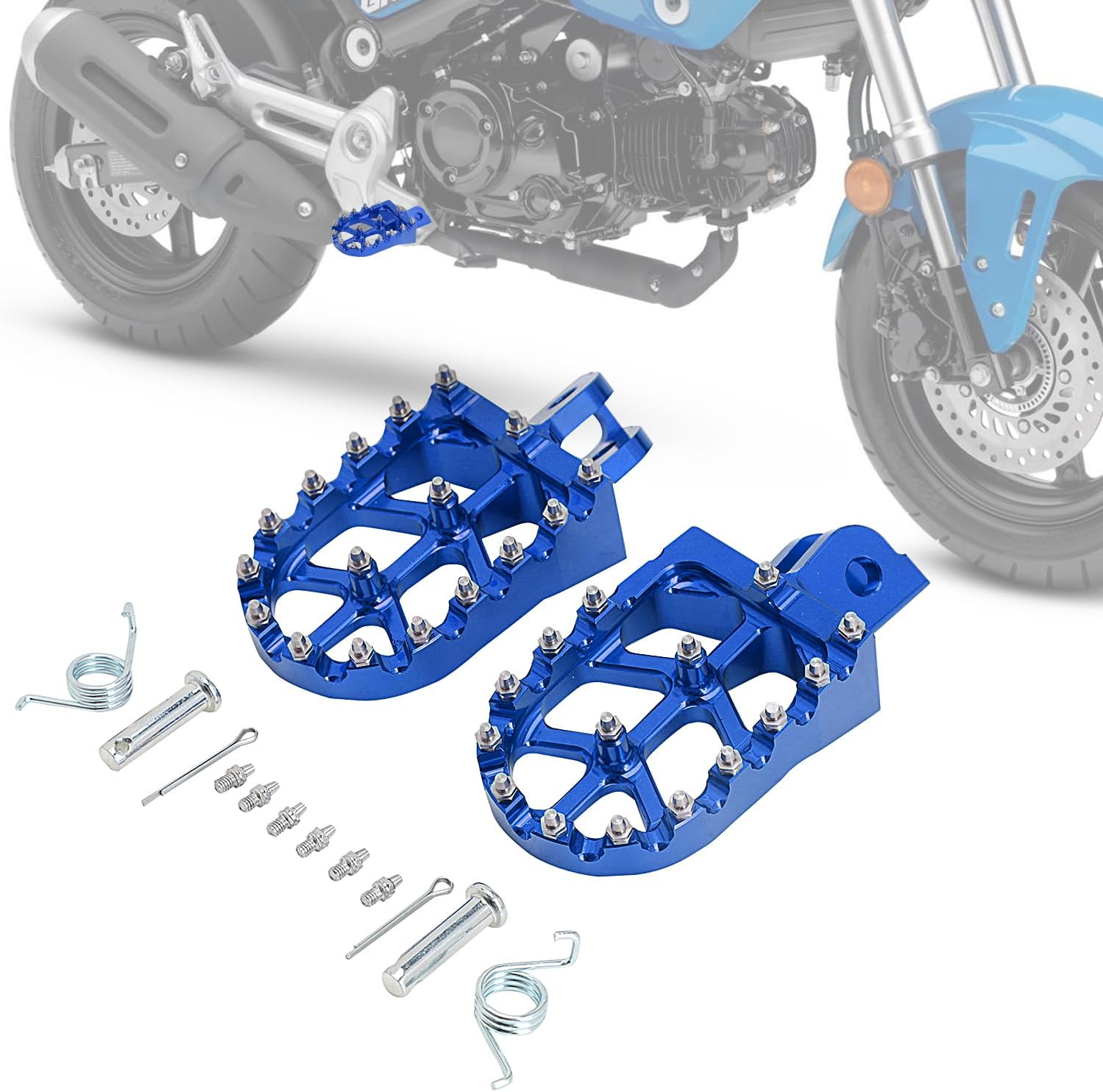 Motorcycle Footpegs Foot Pegs Rest Pedal MX Style CNC for GROM MSX 125 2013-2023 Monkey 125 2020-2023 Grom Clone Blue