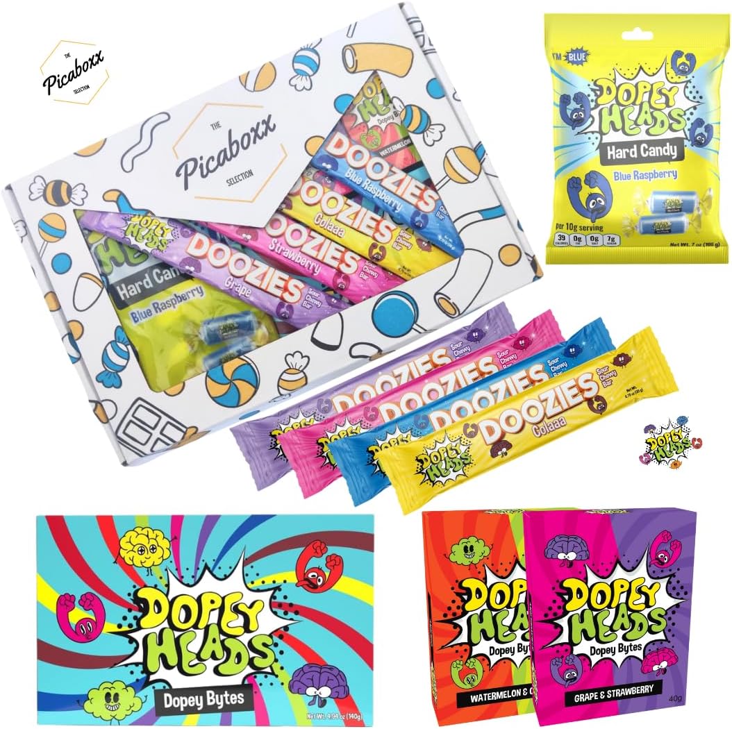 Picaboxx | Dopey Heads | Sweets Mystery Box | HALAL | Vegetarian | Pick & Mix Sweet Gift Hamper | Assorted Sweets | Chewy & Crunchy Candy Gift Box | Weight 498g