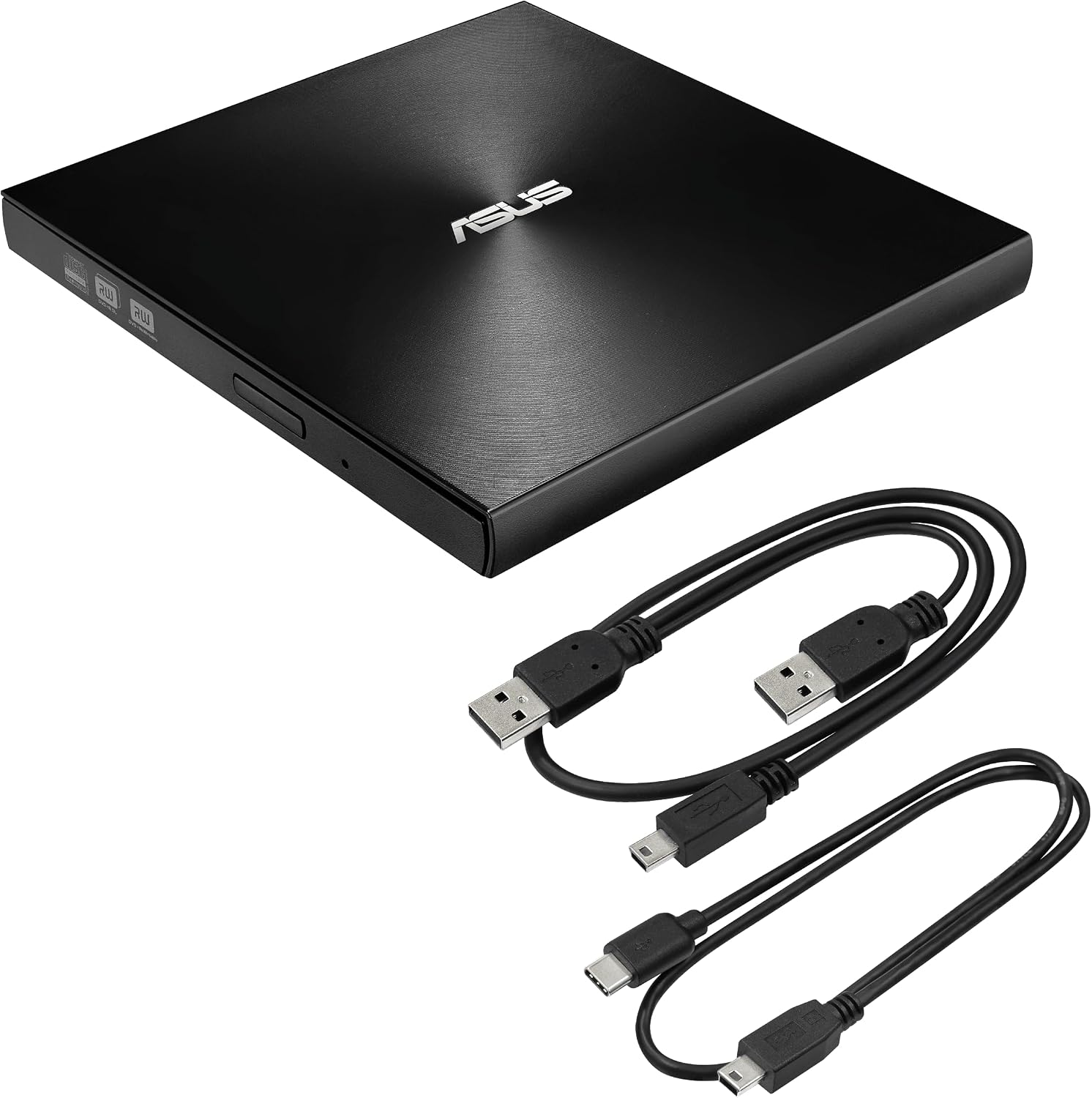 ASUS ZenDrive Black 13mm External 8X DVD/Burner Drive +/-RW with M-Disc Support, Compatible with Both Mac & Windows and Nero BackItUp for Android Devices (USB 2.0 & Type-C Cables Included)