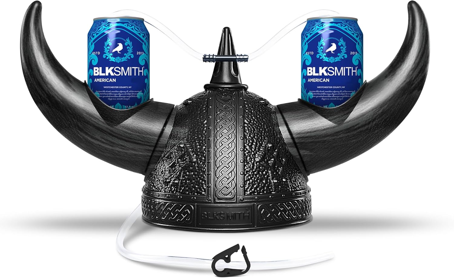 BLKSMITH Drinking Helmet, Viking Drinking Hat with Straws Holds 2 Cans, Adjustable to Fit 16-24" Head, Cool Gifts for Dad