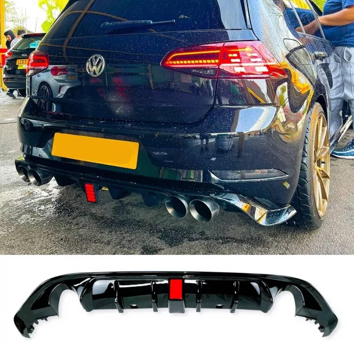Auto Perfectionists UK Rear Valance Diffuser Boot Spoiler Compatible With VW Golf MK7.5 GTI GTD TSI TDI 2016-2020 TCR Style ABS Gloss Black