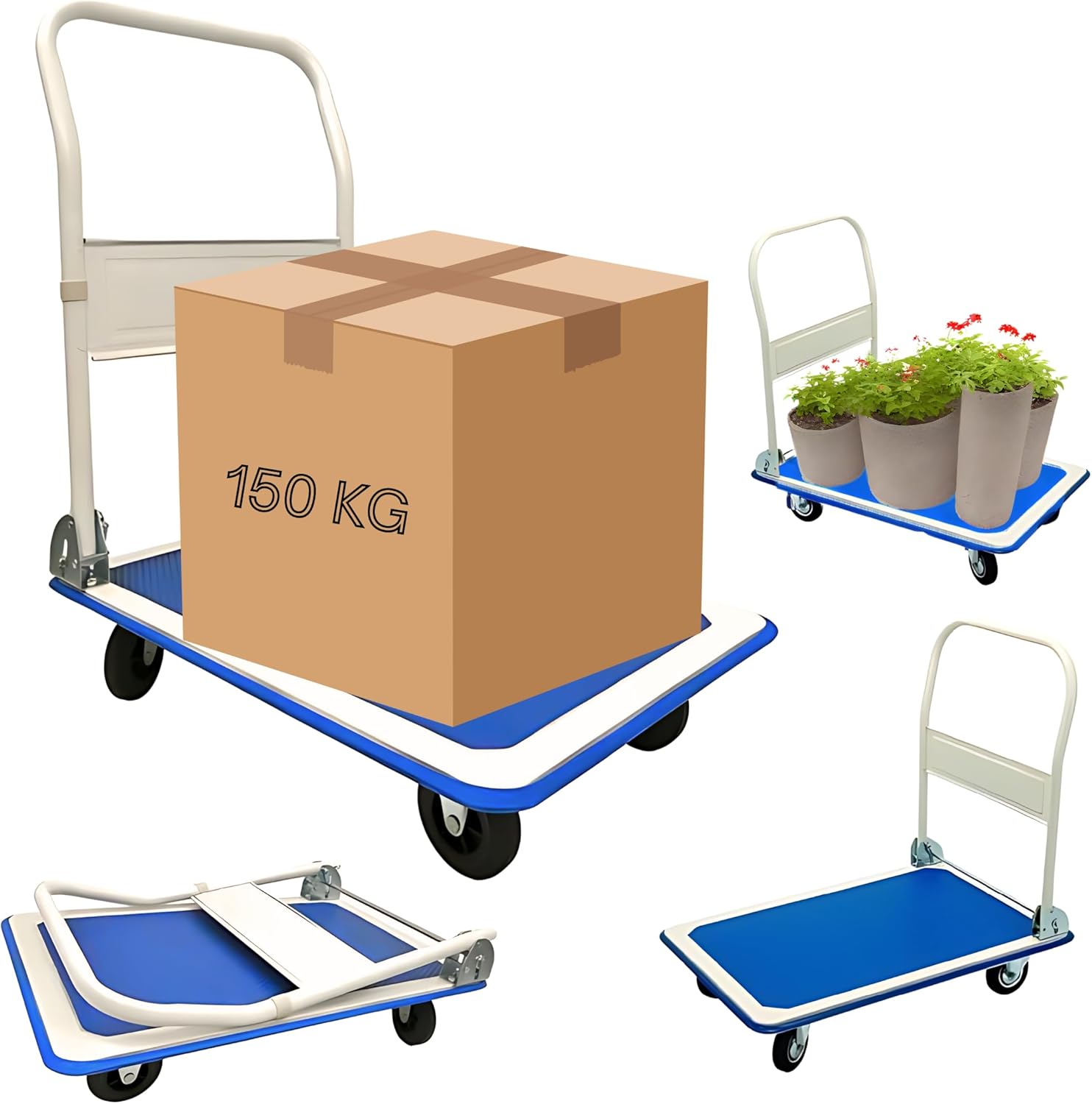 Trendi Heavy Duty Aluminium Folding Sack Trolley - 150KG Hand Truck Barrow with Folding Handle & Wheels for Garden & Pallet Transport - Foldable Design