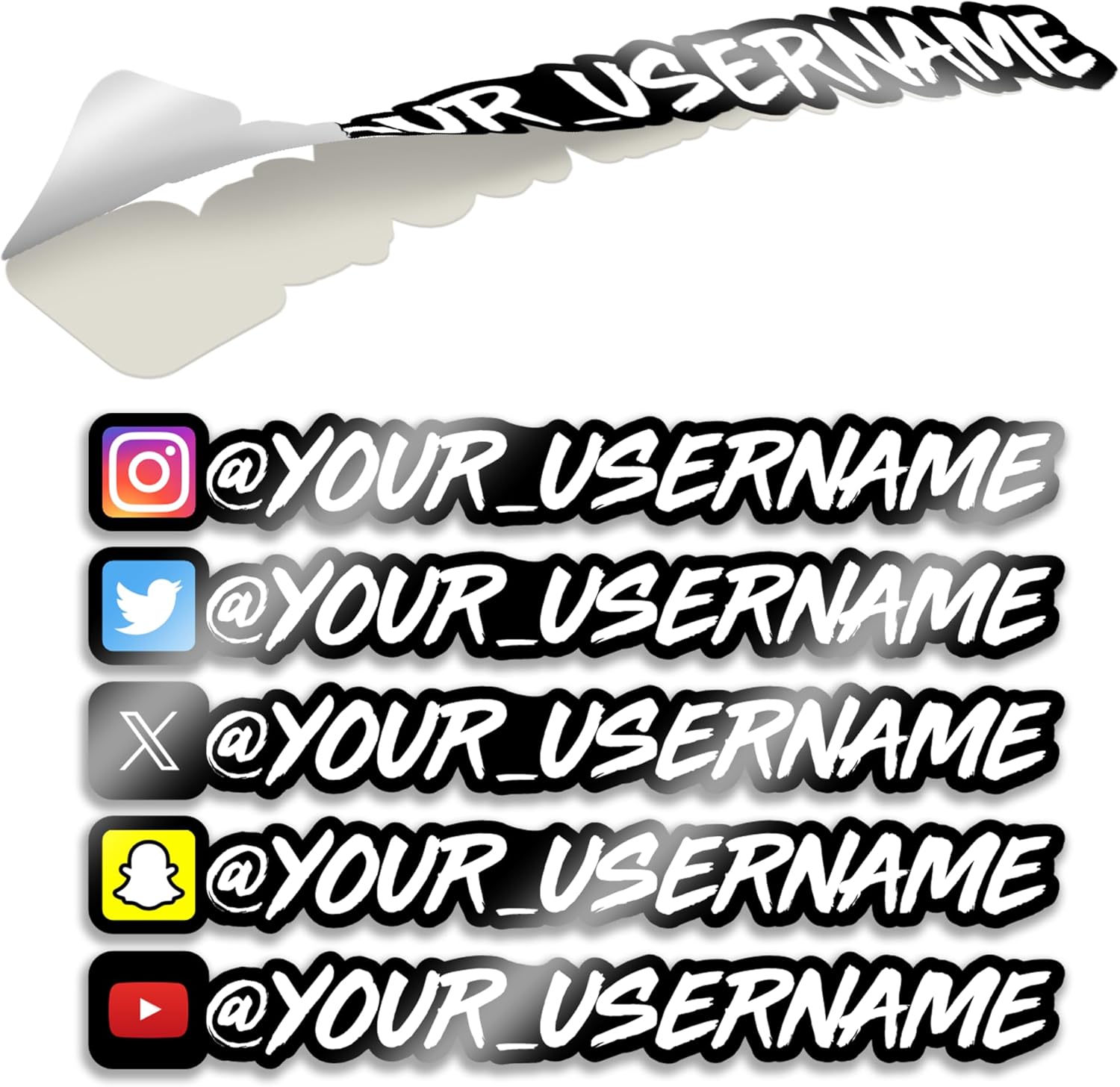 VulgrCo Custom Social Media Stickers Compatible with Instagram, Facebook and YouTube, Personalised Handles and Logos, Custom Car Sticker for Social Media, Car Decals