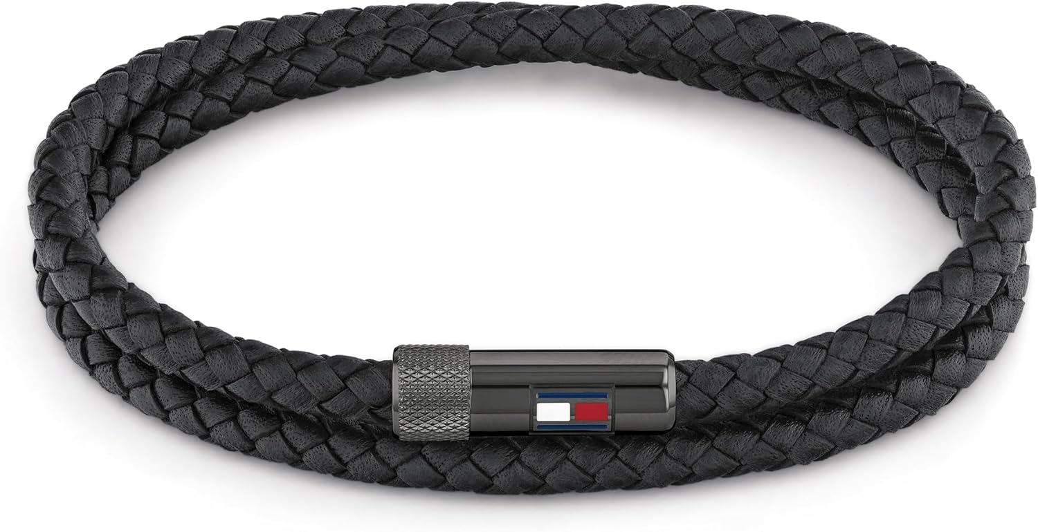 Tommy Hilfiger Jewelry Men's Leather Bracelet with Magnetic Closure