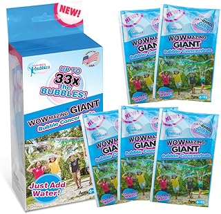 WOWMAZING Bubble Concentrate Solution (up to 4 Gallons) - Big Bubbles (5 Pouches of Bubble Refill) – Just Add Water – Made in USA…