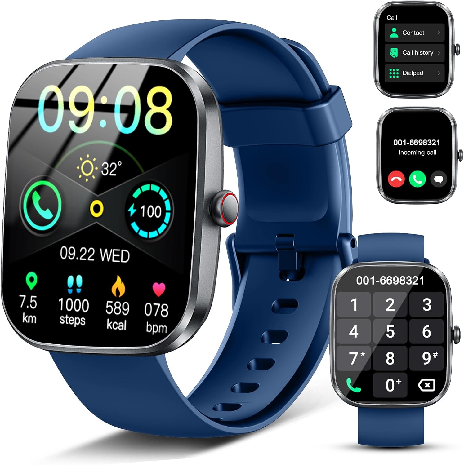 Smart Watch, 2025 HD 1.91" Bluetooth 5.4 Calling Smartwatch for Men Women, SpO2/Heart Rate/Sleep Monitor, 115+ Sports Fitness Activity Trackers, IP68 Waterproof Step Counter for Android iOS Phone