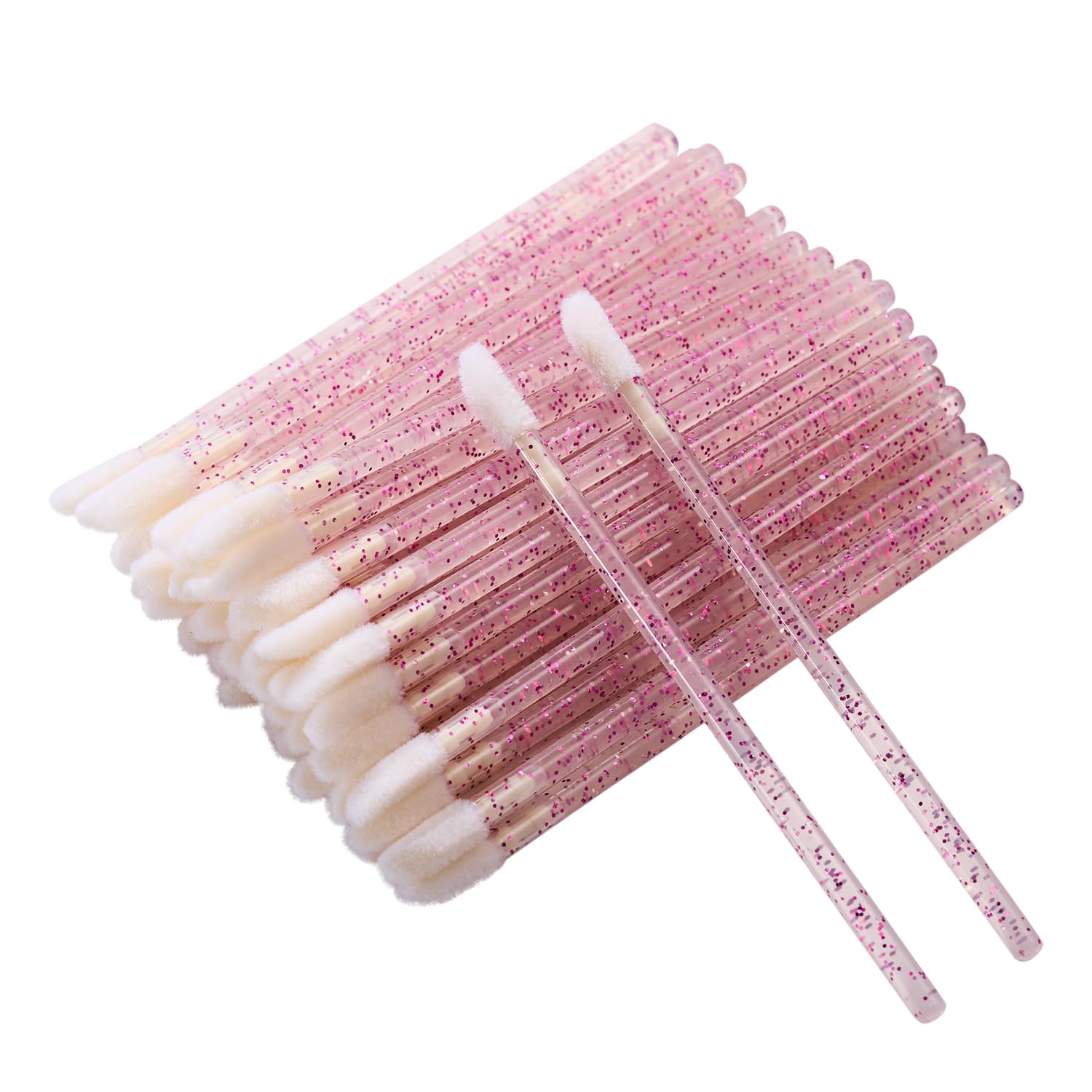 50 Pack Crystal Wand Disposable Lip Brushes, Lip Makeup Brushes Beauty Tool Kits, Lipstick Lip Gloss Applicator for Appling Lip Oil, Lipstick, Lash Extension, Nail Polish, Eyeshadow (Purple Red)