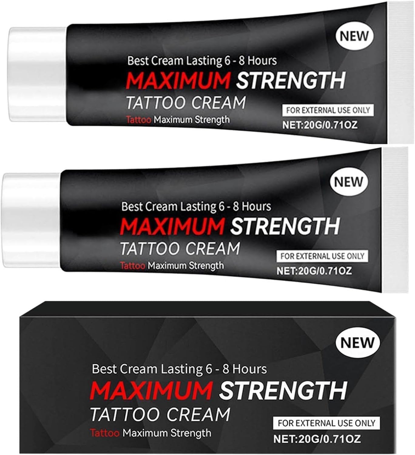 Tattoo Numibing Cream Gel,Maximum Strength Tattoo Cream,20g/0.71oz,6-8 Hours Duration,For External Use,Keep Tattoos Bright And Long-Lasting (2Pc)