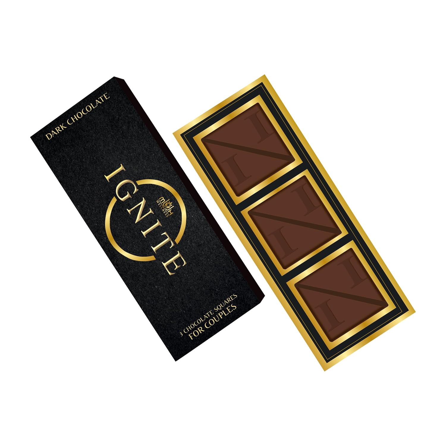 Ignite Dark Chocolate Bars – Premium 60% Cocoa Squares for Couples – Luxurious Dark Chocolate Crafted for Shared Moments, Special Occasions – Ideal for Sharing and Indulging Together – Pack of 1