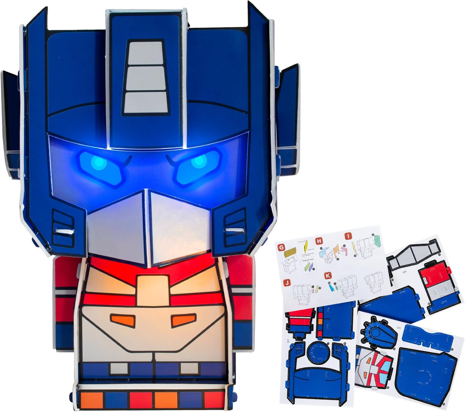 Blue Sky Studios Transformers Build-A-Bot Kit, Optimus Prime Figure Building Set, Light Up Eyes, Licensed Merchandise Collectible Gift, 19 x 15 cm