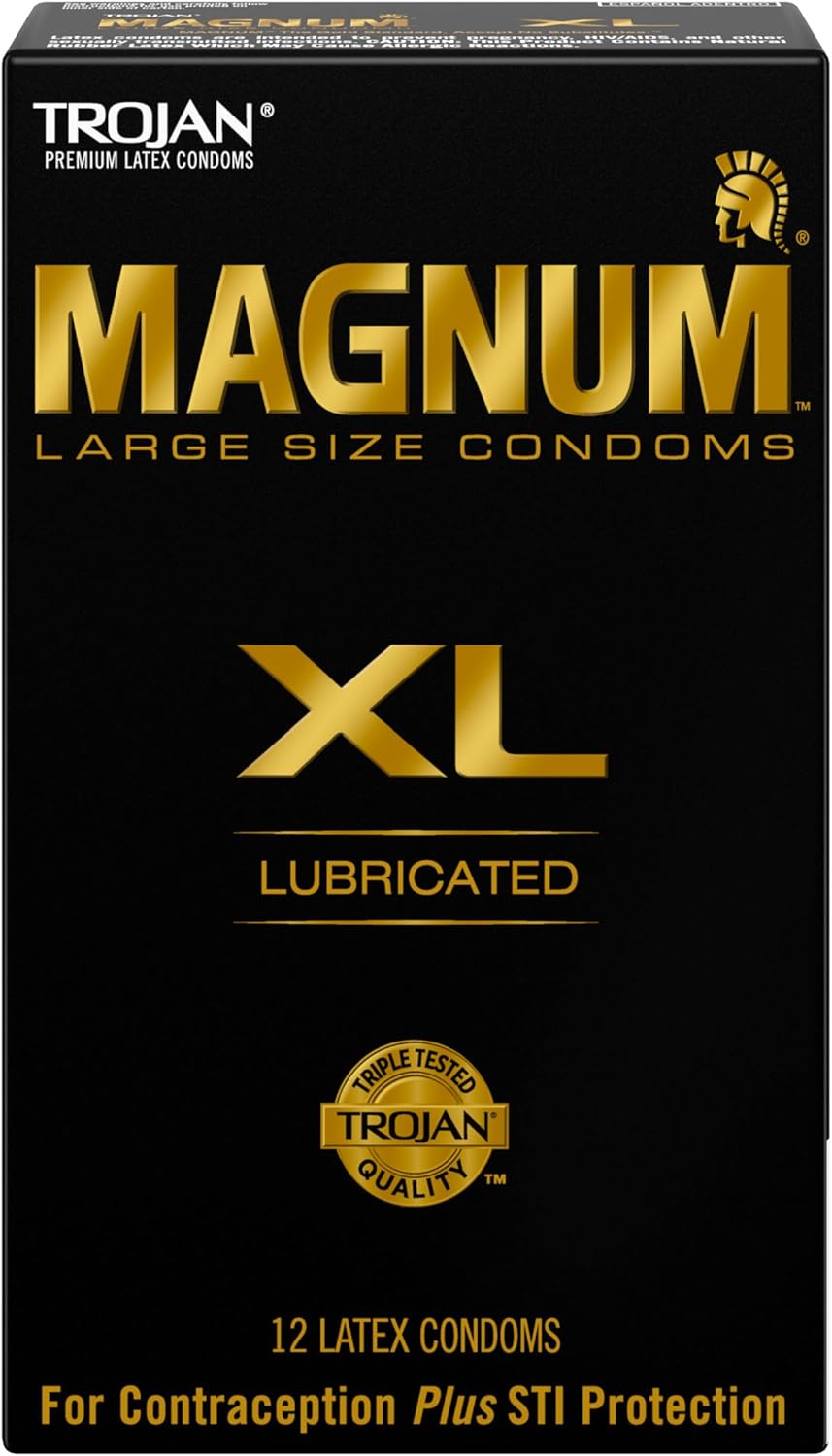 TROJAN Lubricated Magnum Condoms XL Large Size - 12 Count