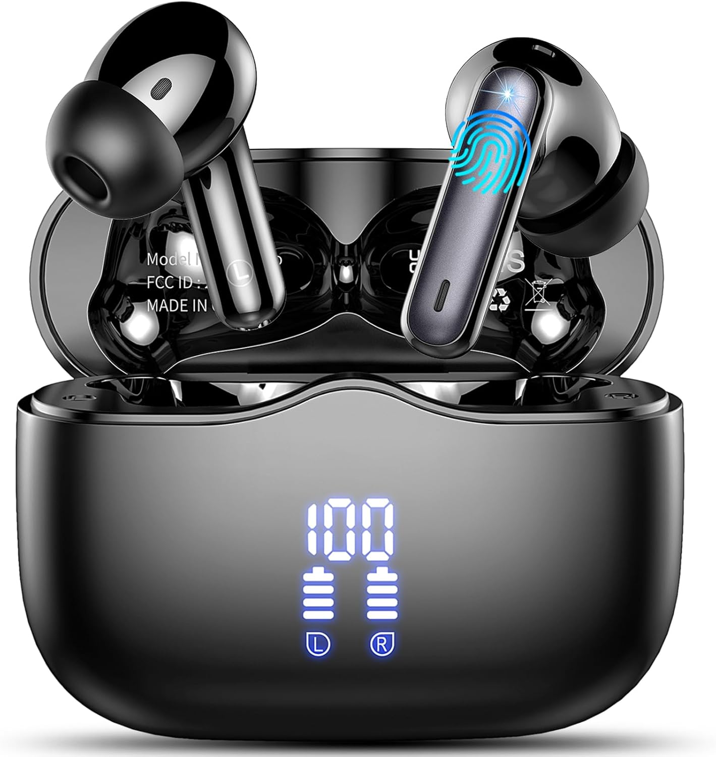 Wireless Earbud, Bluetooth 5.3 Headphones HIFI Immersive Sound with 4 HD Microphone, 40H Playtime, IP7 Waterproof, Easy Control Earphones with Light Weight USB-C Charging Case for Android IOS Workout