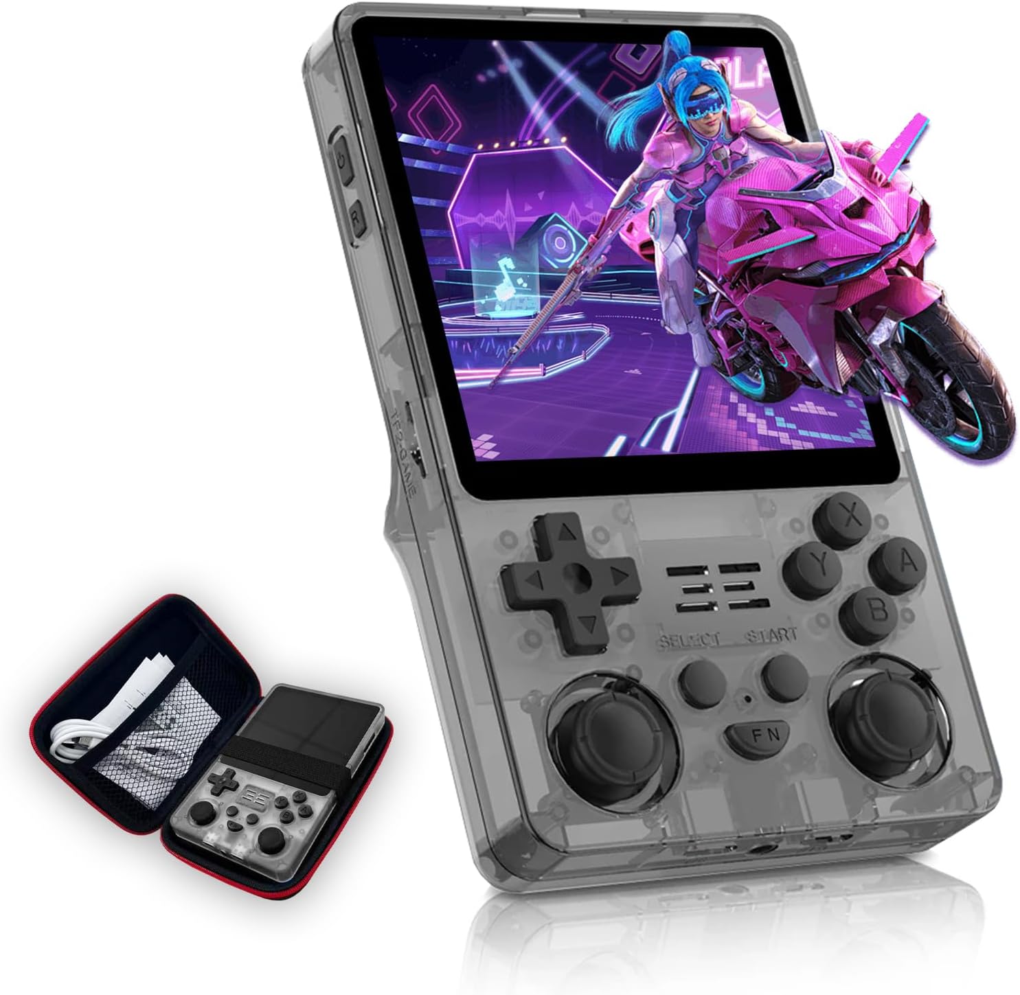 2025 Retro Handheld Game Console – 4-Inch IPS Screen, 5000mAh Battery for 10-Hour Playtime, Supports Multiplayer & TV Output, Includes Protective Case – Black