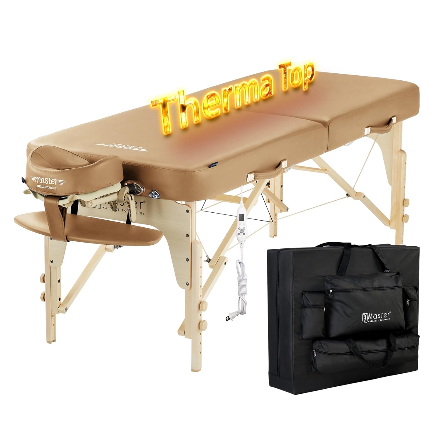 Master Massage 30" Full Size Phoenix Therma Top Portable Massage Table Package (Built in Heating Pads)- Esthetician Bed- Folding Foldable Beauty Salon Tattoo Facial Lash Bed with Heated Top