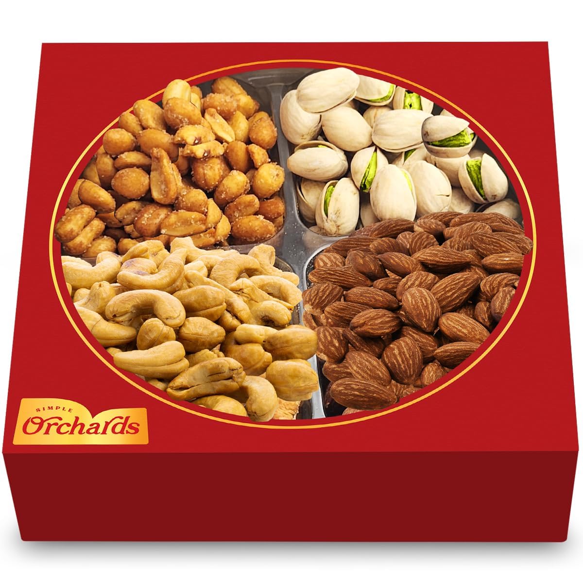 Nuts gift Basket of Cravings Gourmet Nuts Collection, Premium Mixed Nut Gift Box, 4 Sectional.