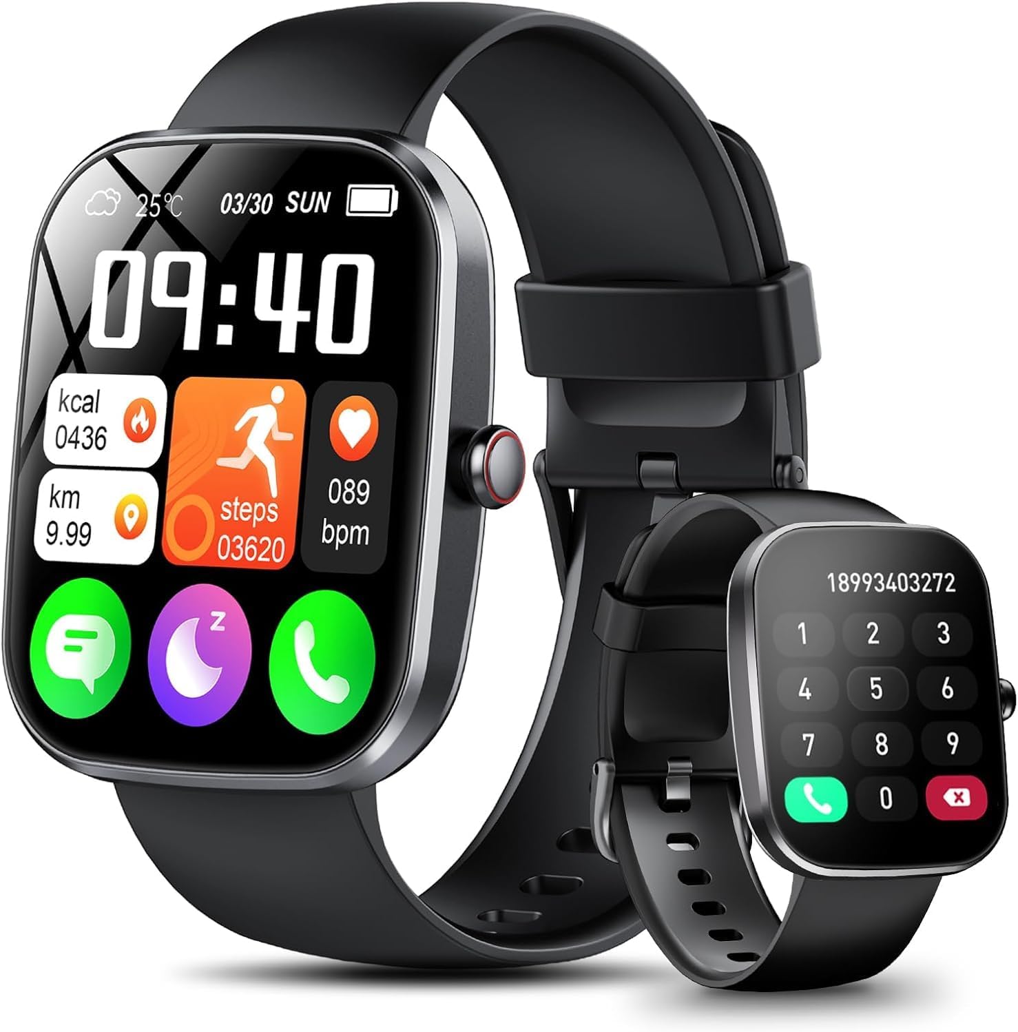 Smart Watch for Men Women, 1.91" HD Smartwatch with Bluetooth Call (Answer/Make), Activity Fitness Tracker with Sleep Monitor, 120+ Sports Modes, IP68 Waterproof Fitness Watch for iOS Android, Black