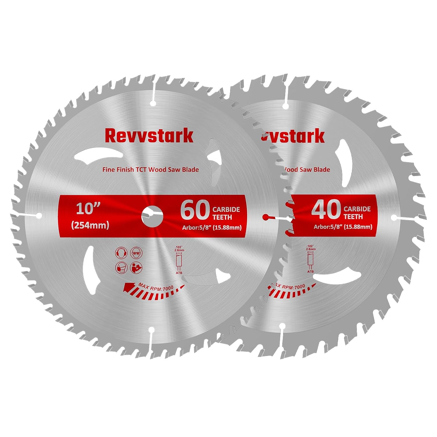 10 Inch 40&60T Circular Saw Blade for Various Wood, 5/8" Arbor | Carbide Tipped Teeth, TCT Saw Blades for Cutting Wood, Plastic and Composite Materials, Fit Dewalt Craftsman Ryobi Milwaukee