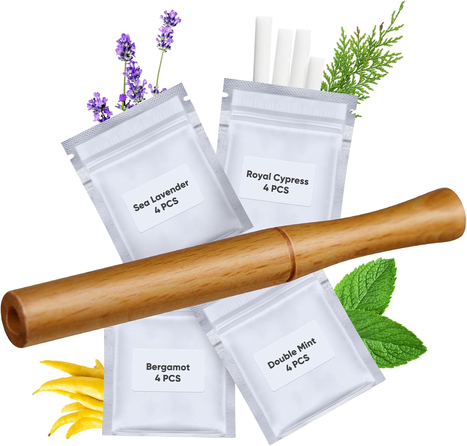 Wooden Inhaler Upgraded with Extracts of Multiple Herbal extracts, Improving Breathing and Oral Air Freshening, Inhaler for Oral Support Habit Replacement-J6031