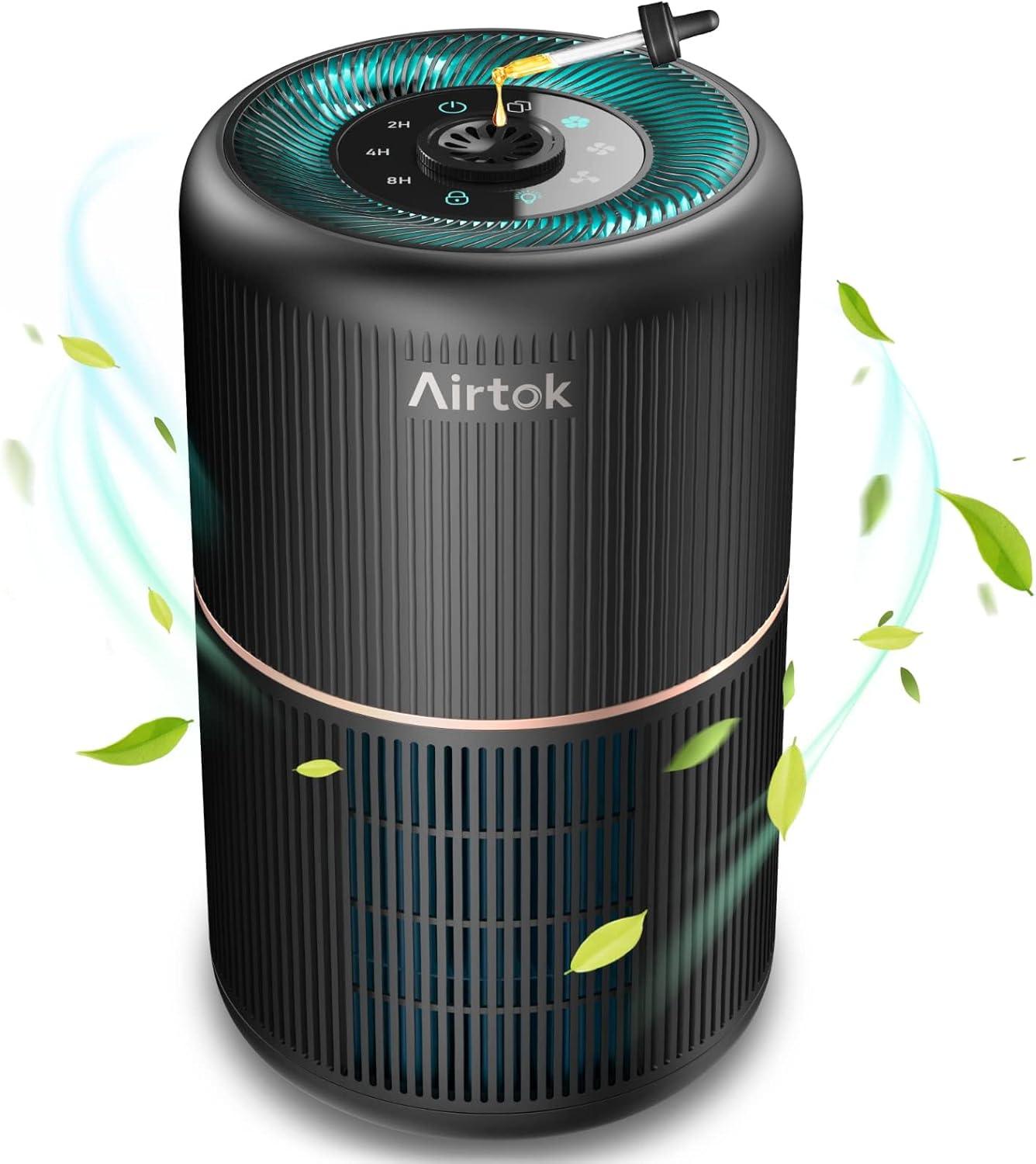 AIRTOK Air Purifiers, Air Purifier for Home Bedroom with Fragrance Sponges | 4 in 1 H13 True HEPA Air Filter 99.97% Remove Smoke Dust Pollen Pet Dander Odor Ozone, Free Night, Night Light, AP0601