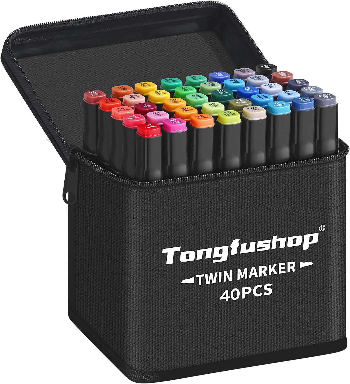 Tongfushop 40 Colored Marker Set, Dual Tip Art Alcohol Markers for Drawing