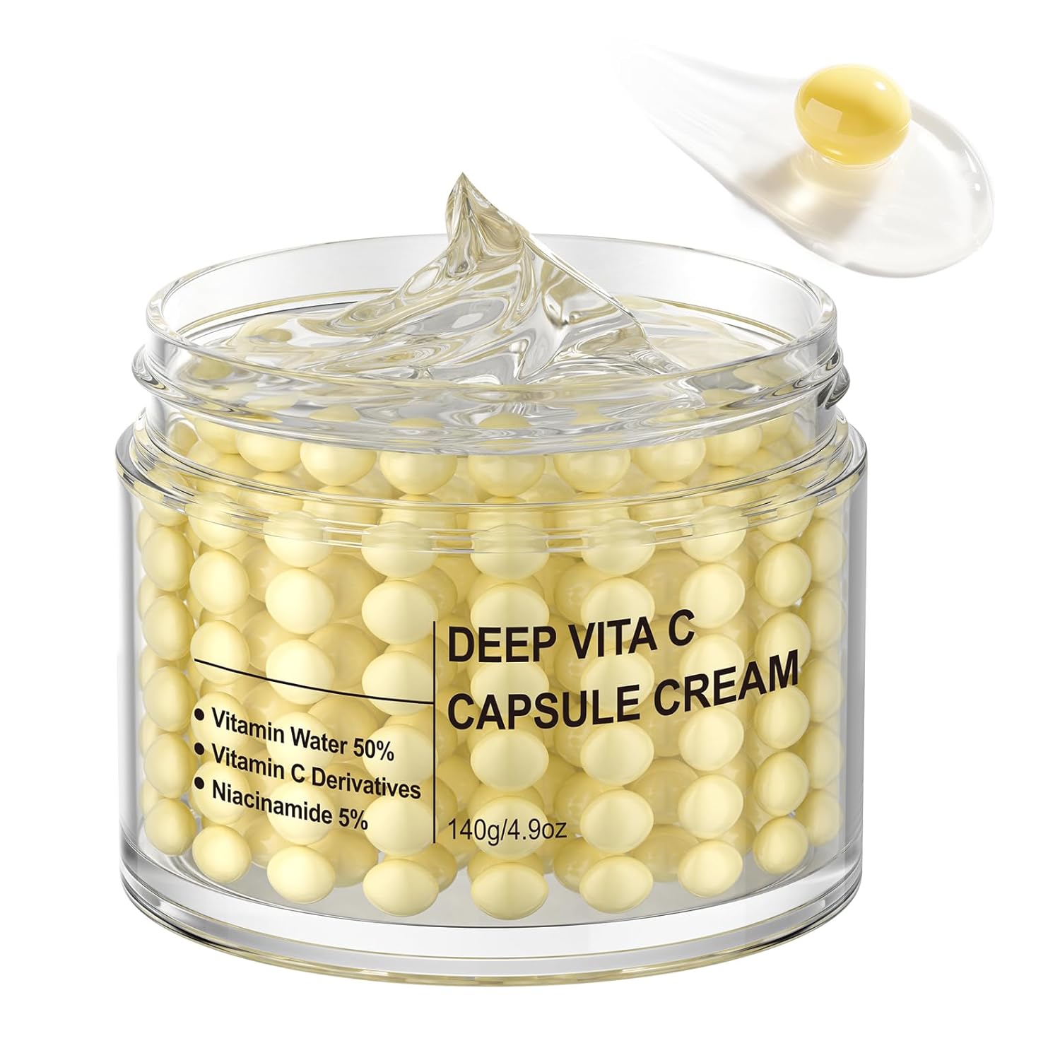 Deep Vitamin C Capsule Cream, Face Moisturizer with Niacinamide for Wrinkles, Firming, Skin Radiance, Refined Pores, 4.9oz/140g